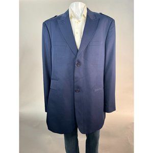 Diamond Threads Military Styled Jacket Size 48L Navy Blue Lined Polyester